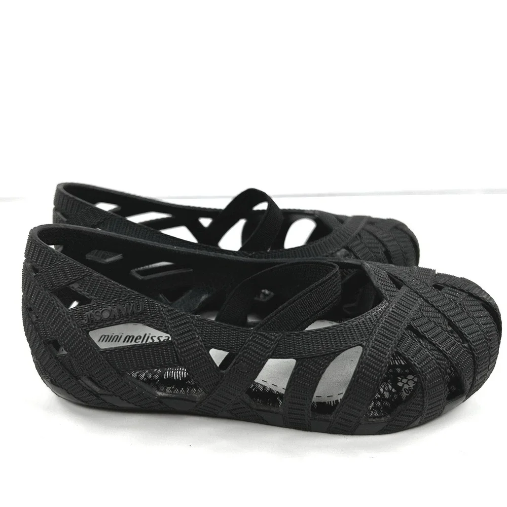 Mini Melissa Jason Wu Jean Black Jelly Mary Jane Flats Kids Size 8 USA